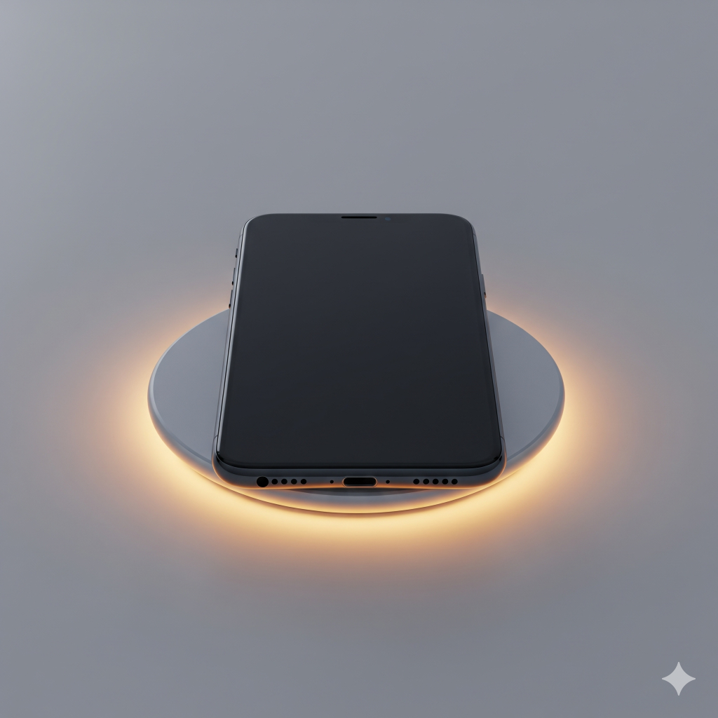 Mobile Overheating Solutions: A Comprehensive Guide to Cooling Down Your Phone 4 A smartphone is shown on a wireless charging pad, with a subtle glow around it, representing charging and battery health.