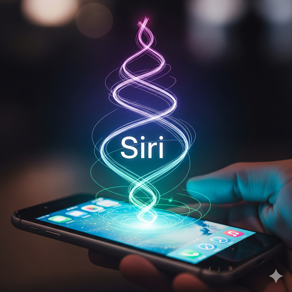 iPhone Hidden Features 2025: The Ultimate Guide to Unlocking Your iPhone's Full Potential 6 An abstract depiction of an enhanced Siri on an iPhone, with glowing visual effects symbolizing its new on-device AI and multi-step request capabilities.